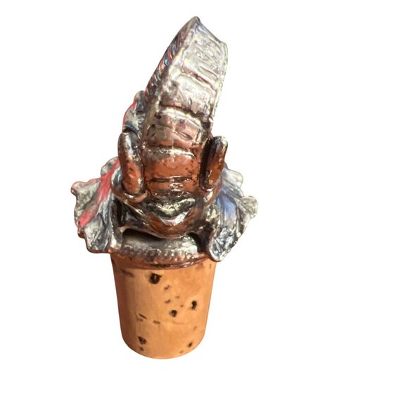 Elephant Head Wine Bottle Stopper Cork Silver Tone Trunk Up 2.5" NWOT - Picture 2 of 5